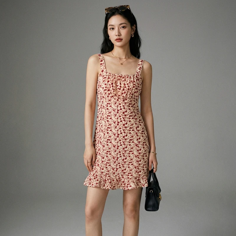 Robe Camisole Florale Volants