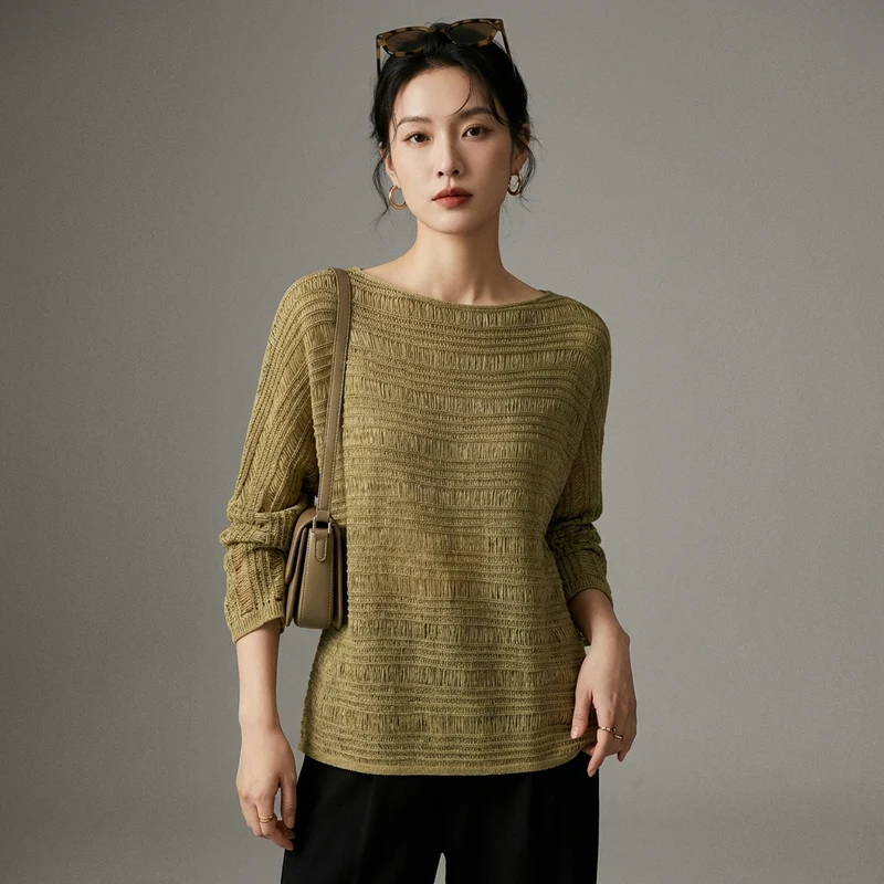Pull Maille Texturé Épaule Dénudée