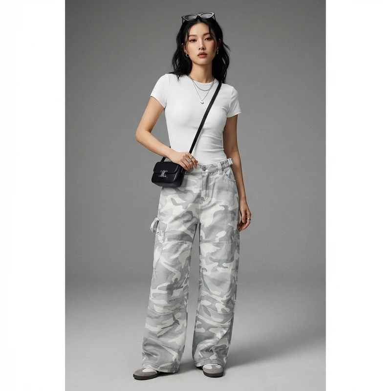 Pantalon Cargo Denim Délavé