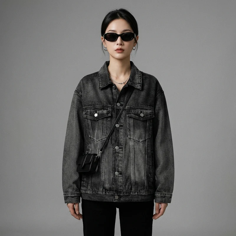 Veste Oversize Rétro Noire