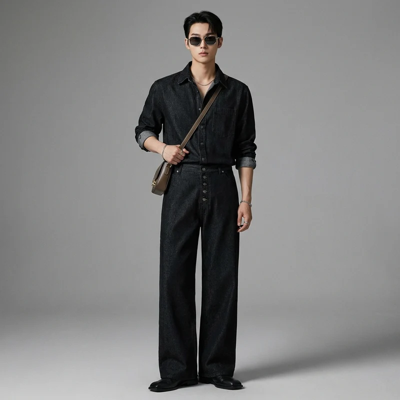 Jean Denim Noir Décontracté