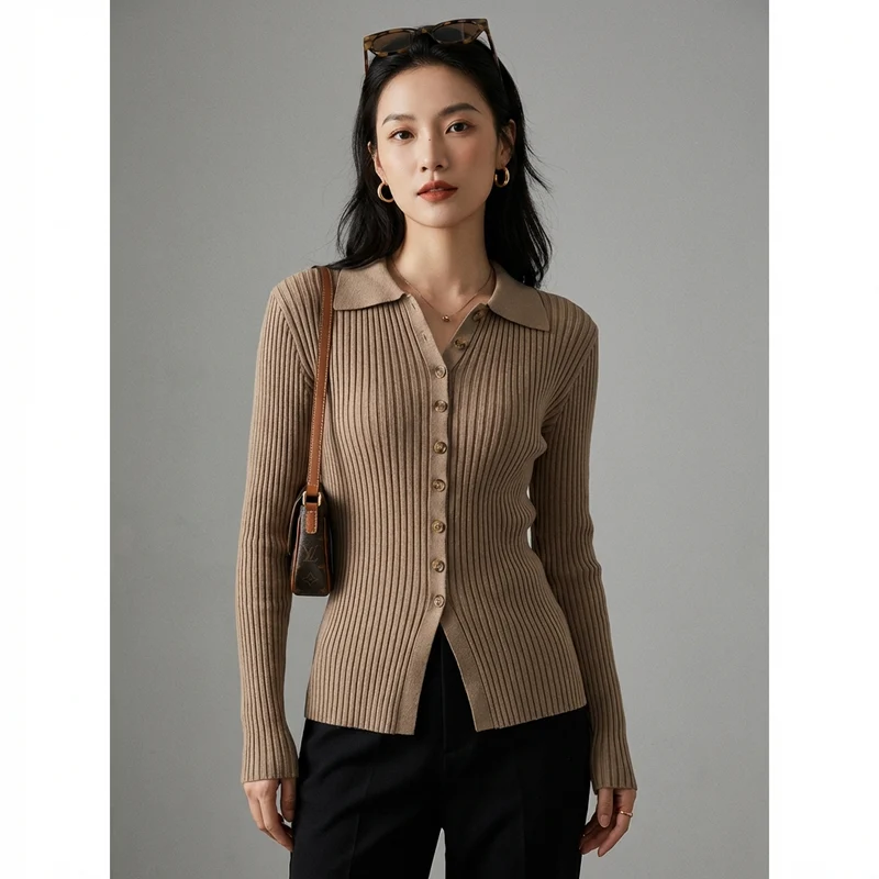 Cardigan Tricot Col V Ajusté