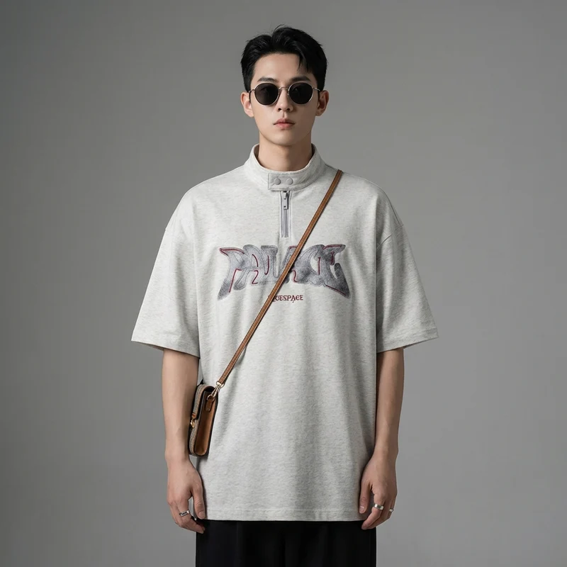 T-Shirt Col Montant Zippé