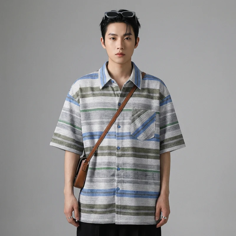 Chemise Rayée Oversize Décontractée