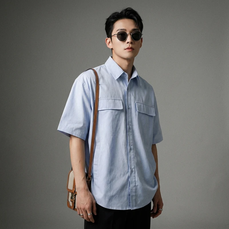 Chemise Rayée Loose Col Rabattu