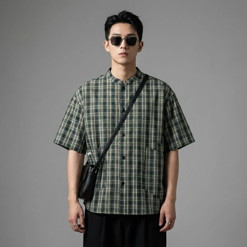 Chemise Carreaux Loose à Multi-Poches