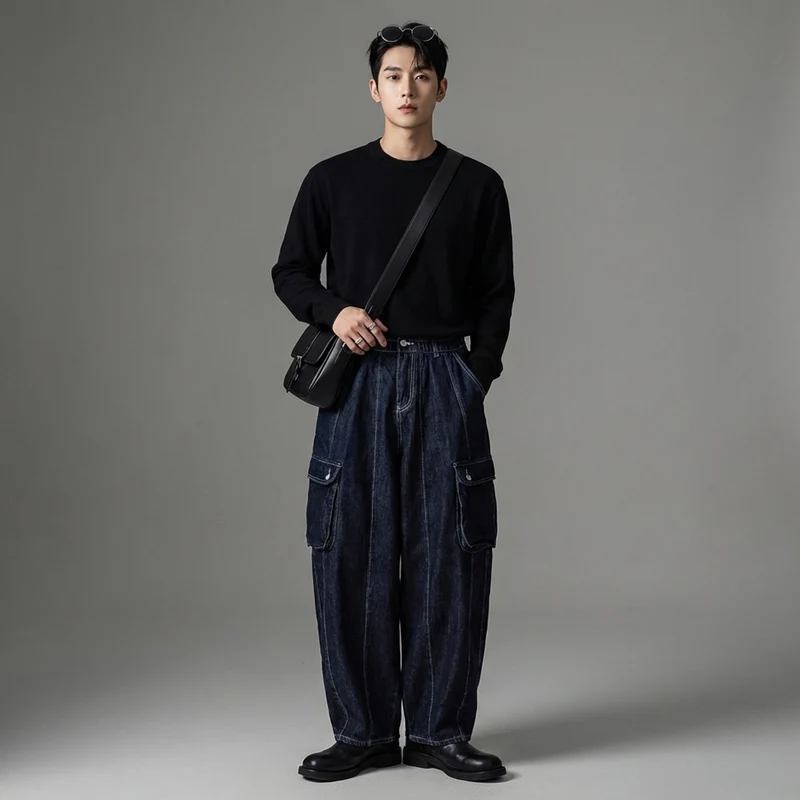 Pantalon Cargo Denim Délavé