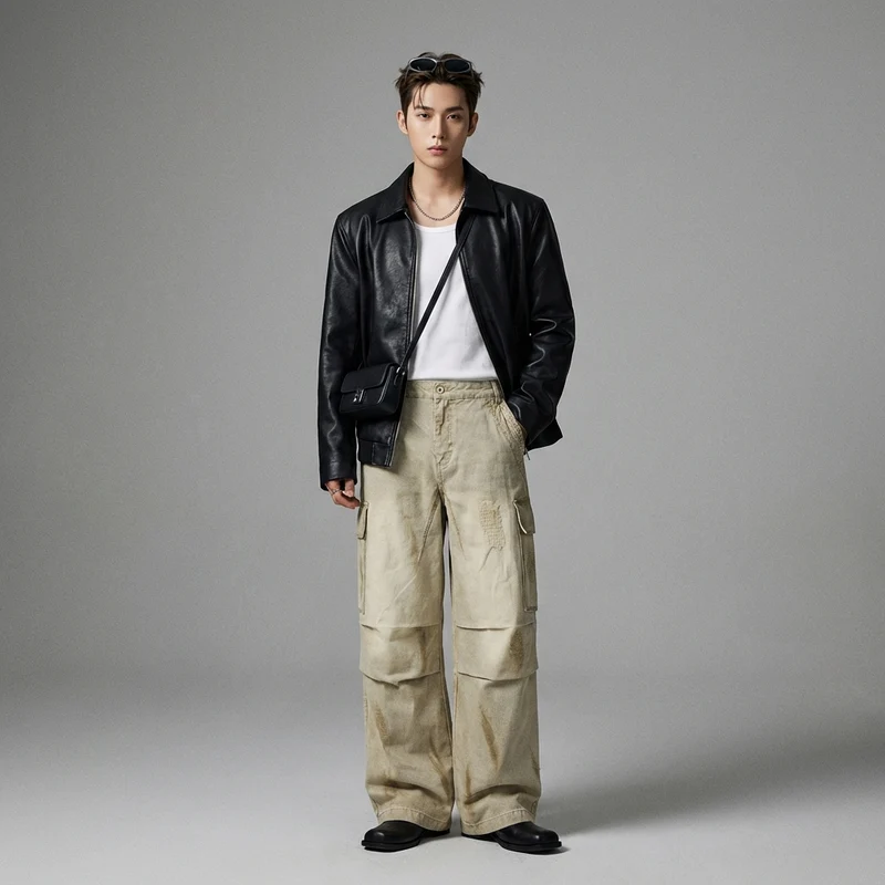 Pantalon Cargo Ample Streetwear