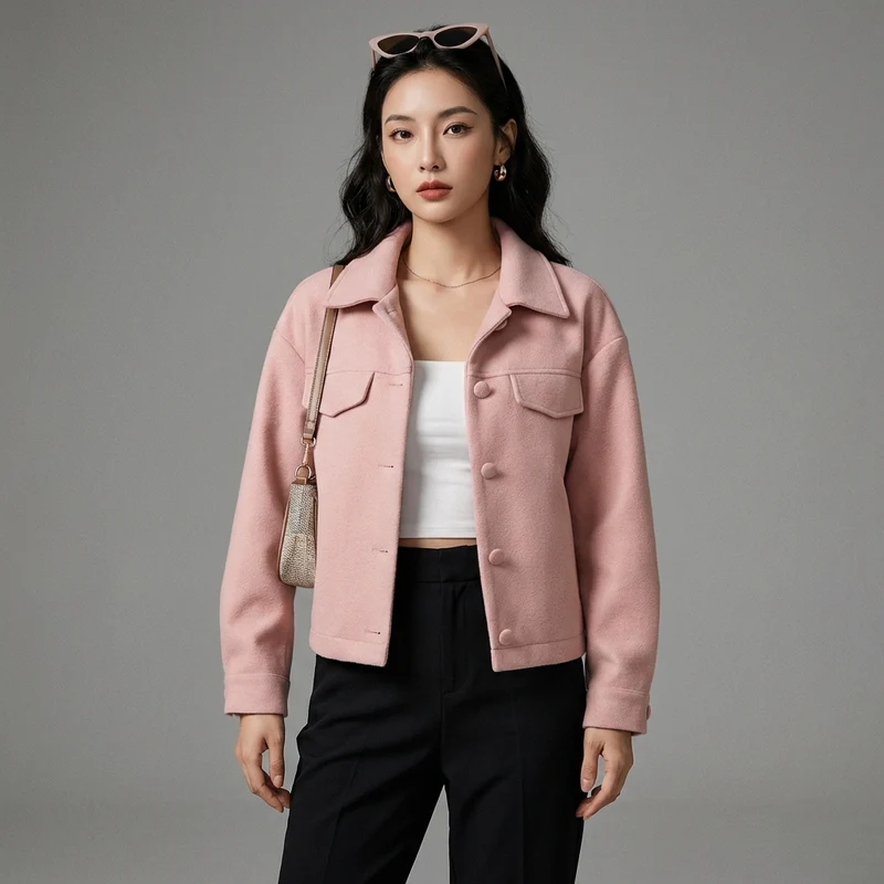 Veste Chemise Courte Rose