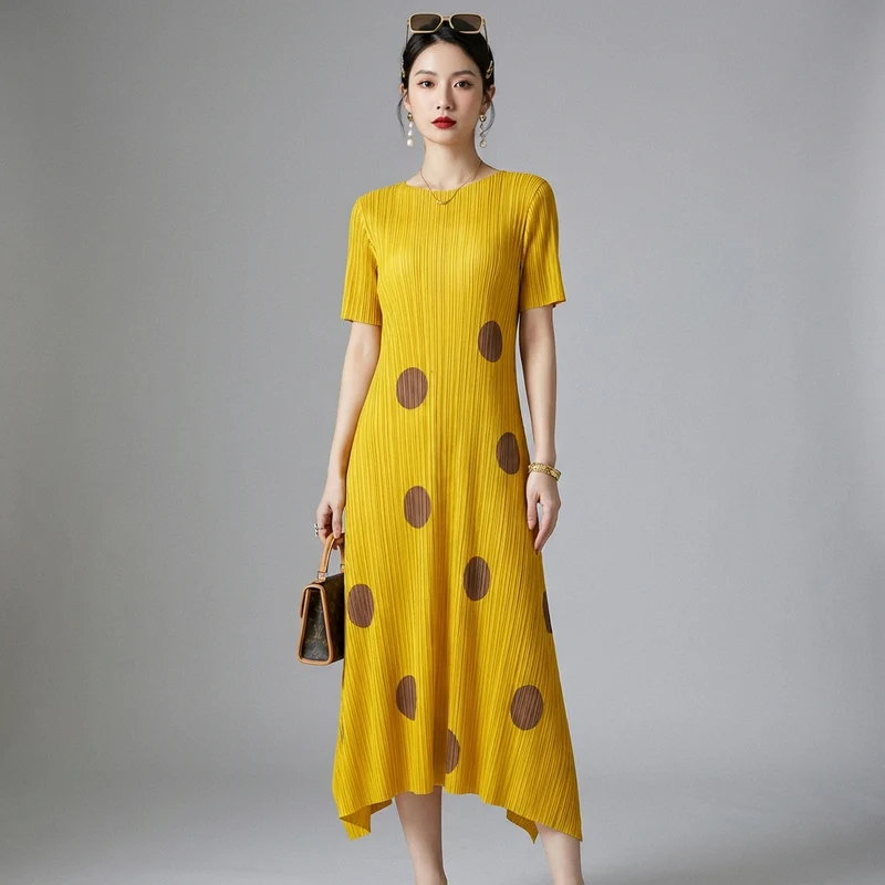Robe Plissée Imprimée Élégante
