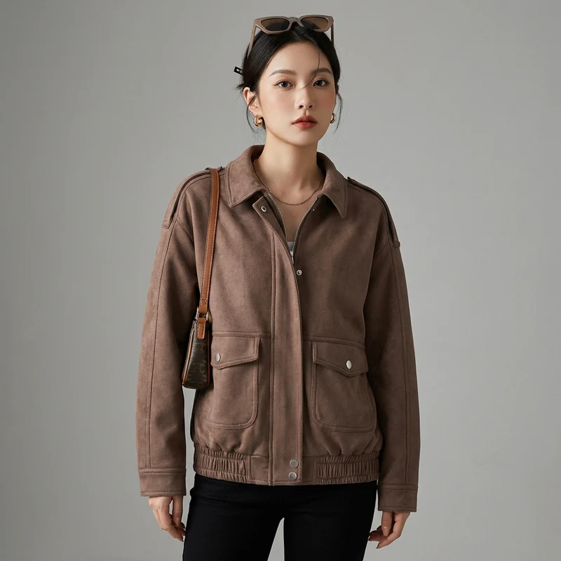 Veste Zippée à Col Chemise