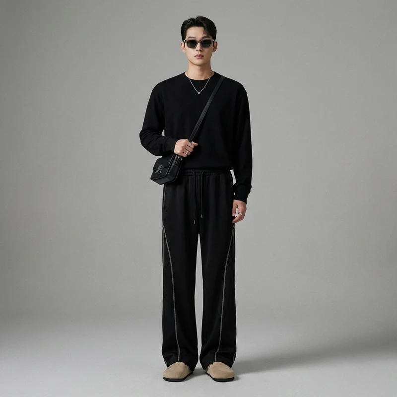 Pantalon de Jogging Droit à Rayures