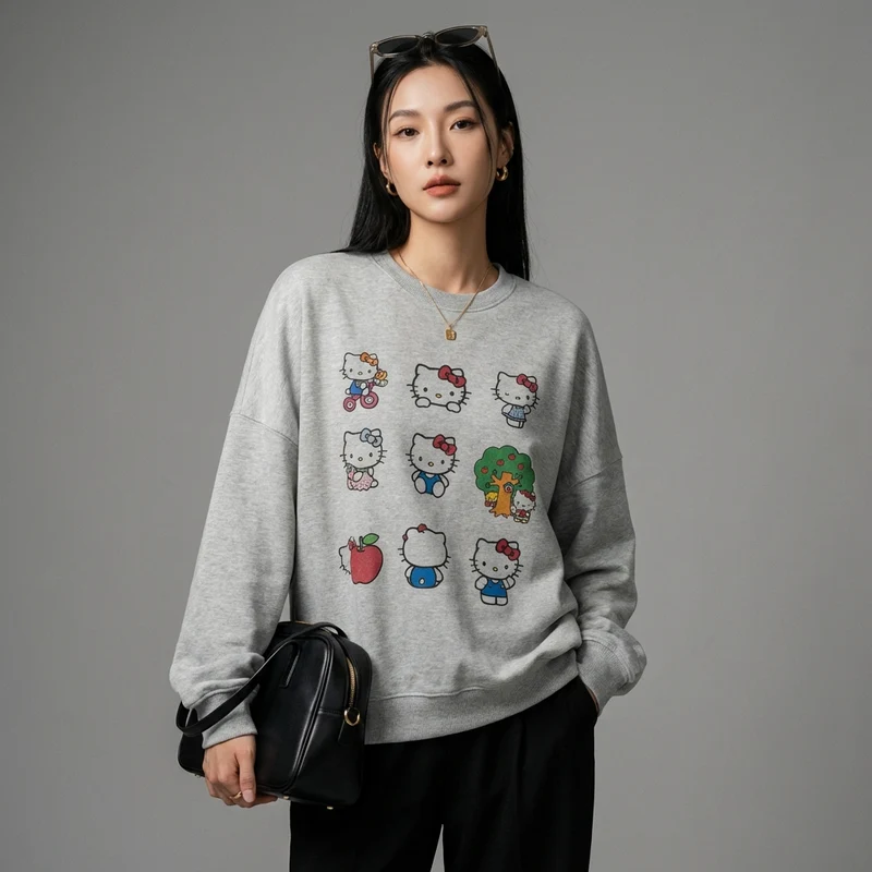 Sweatshirt Oversize Col Rond Décontracté