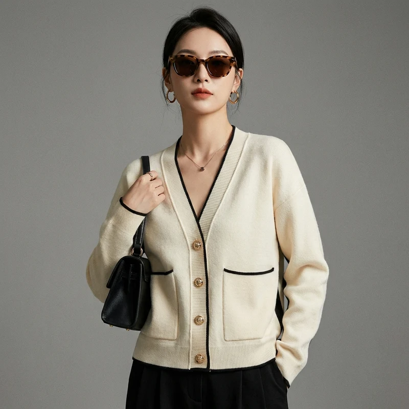 Cardigan Tricoté Col V Décontracté