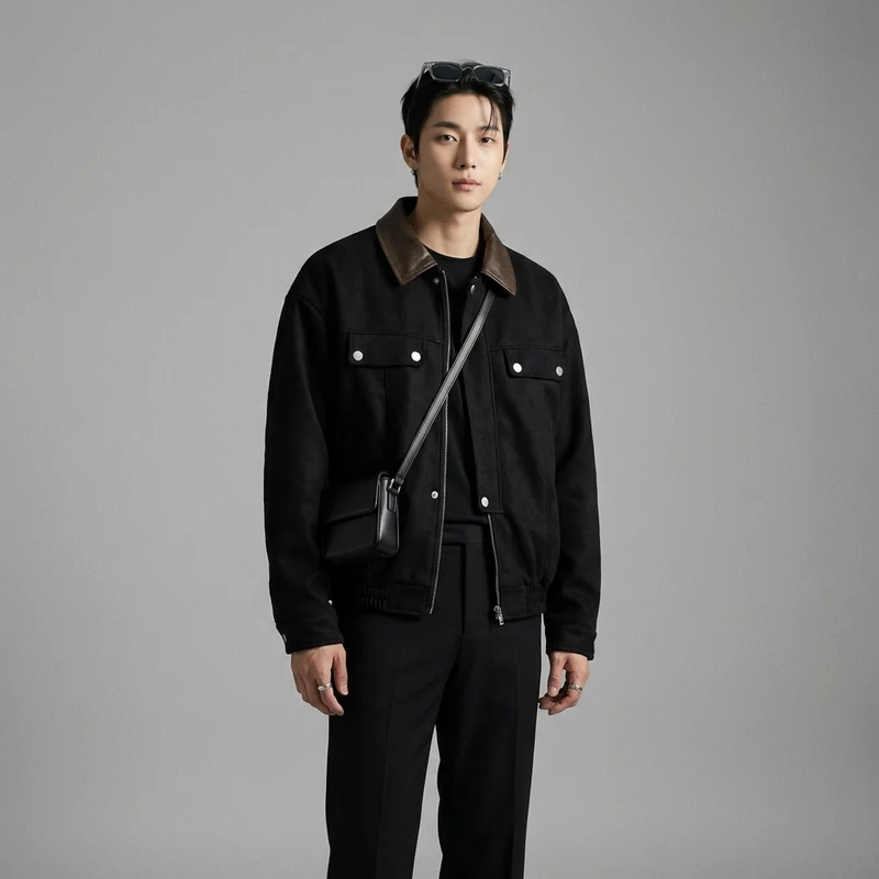 Veste Col Suède Rétro