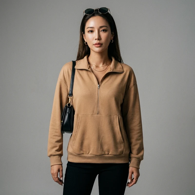 Sweatshirt Zippé Col Revers