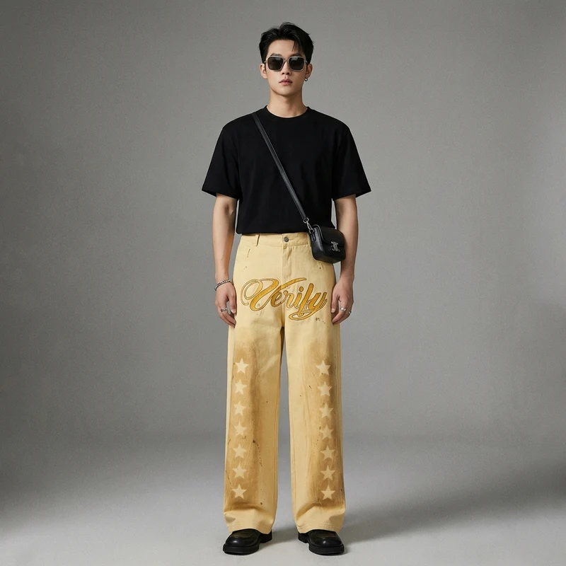 Pantalon Large Graffiti Rétro