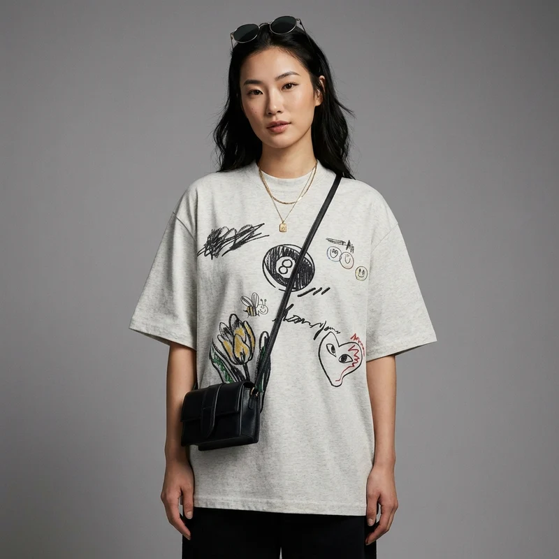 T-Shirt Oversize Imprimé Créatif