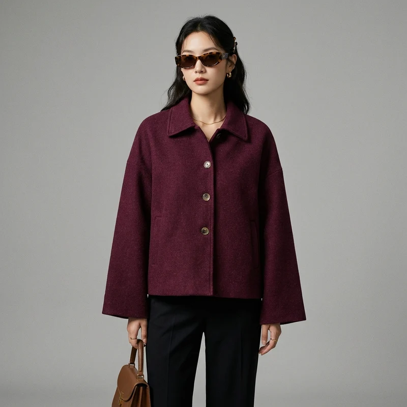 Veste Courte Laine Col Chemise