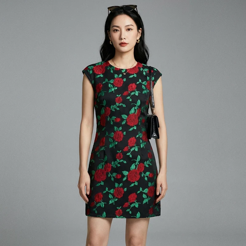 Robe Courte Imprimée Slim Fit