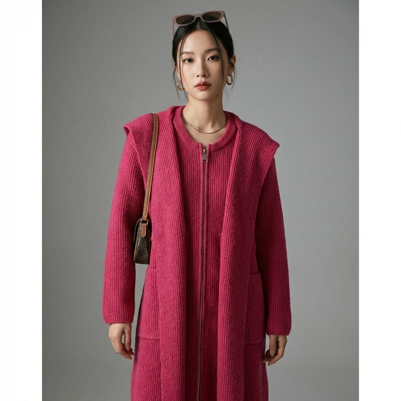 Pull Maille Col Rond Zippé
