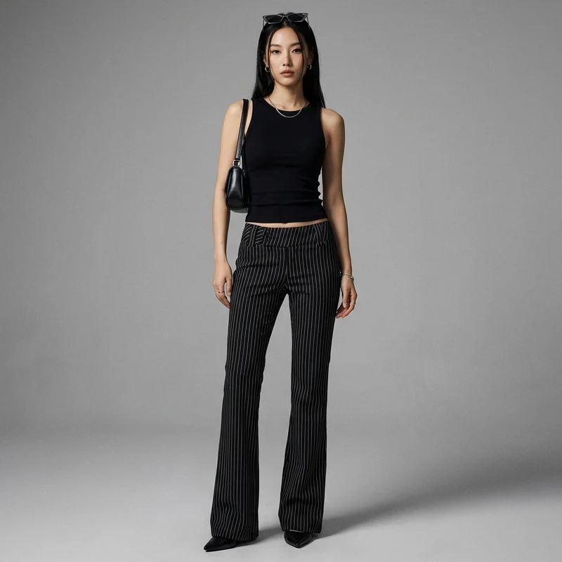 Pantalon Rayé Taille Basse