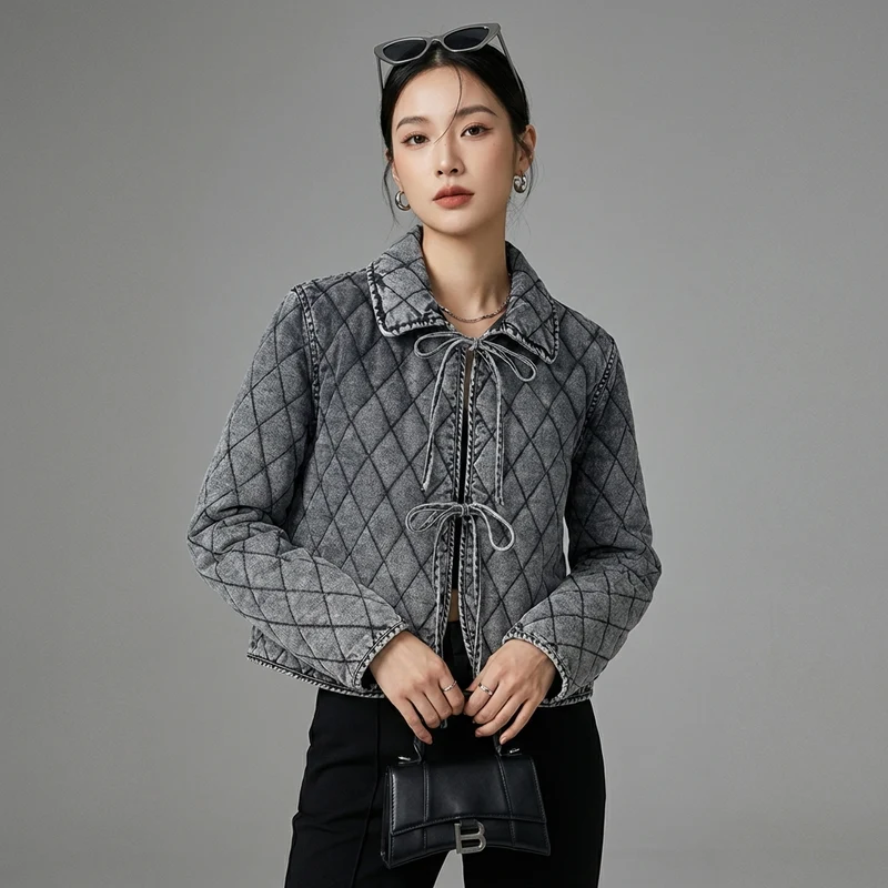 Veste en Jean Courte Matelassée
