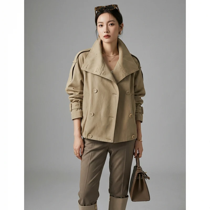 Veste Courte Col Montant Style Urbain