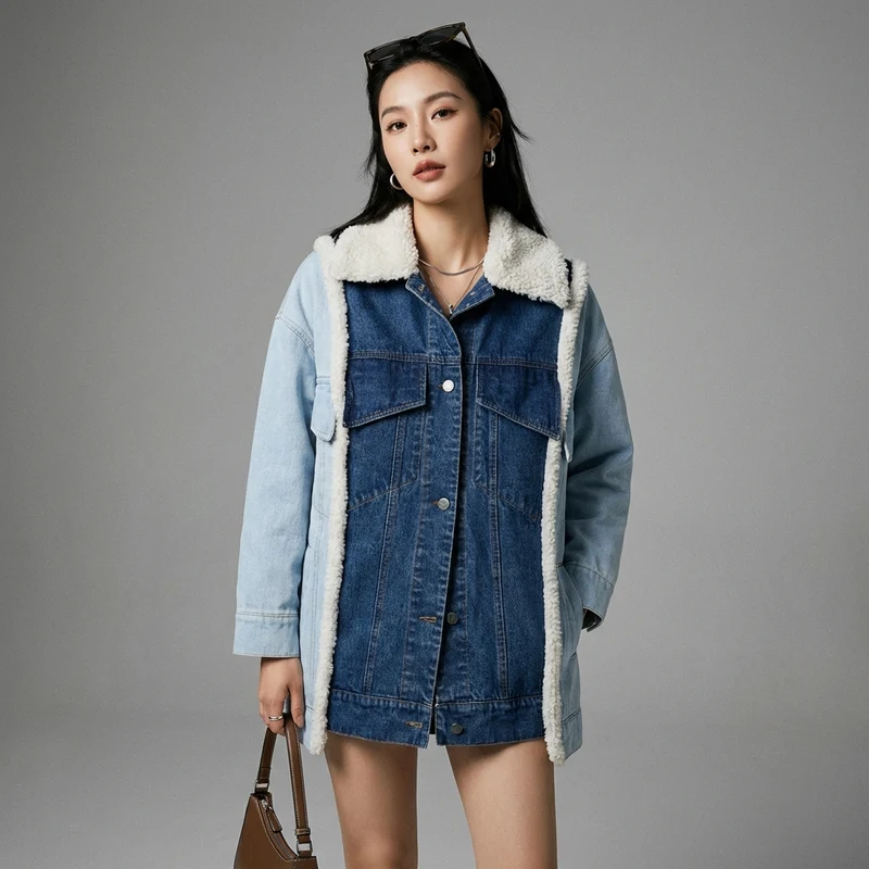 Veste en Jean Col Mouton