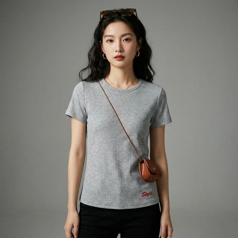 T-Shirt Brodé Col Rond Slim Fit