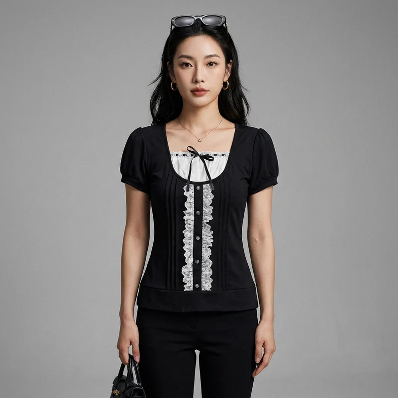 T-Shirt Col Rond Color Block