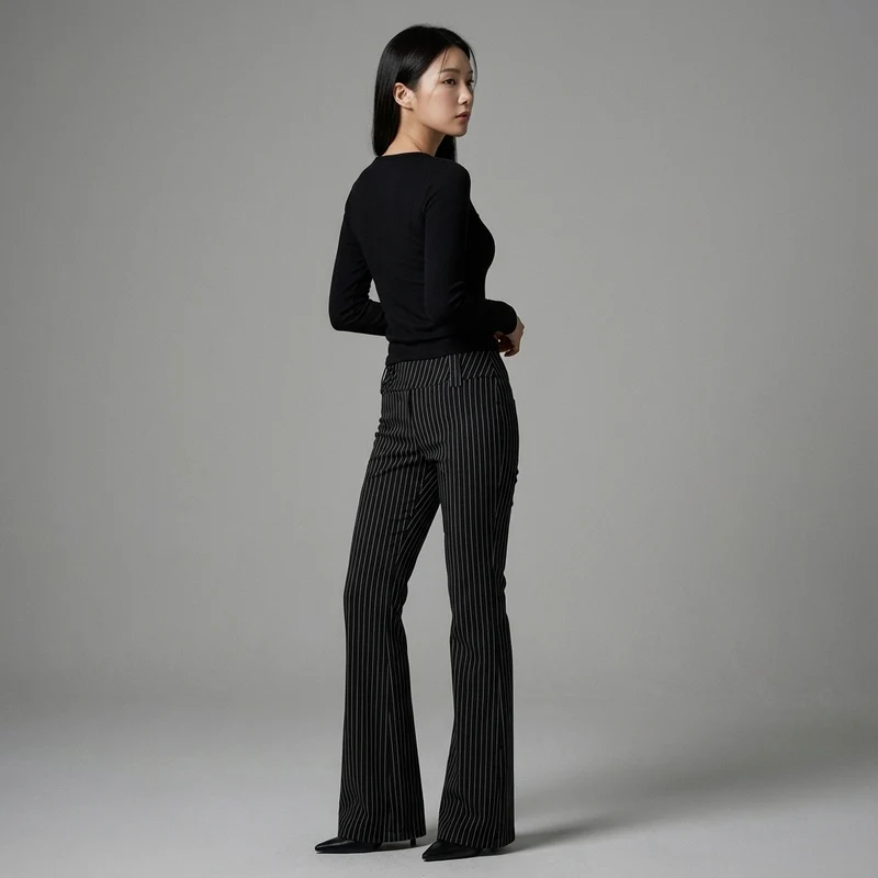 Pantalon Évasé Streetwear Bicolore
