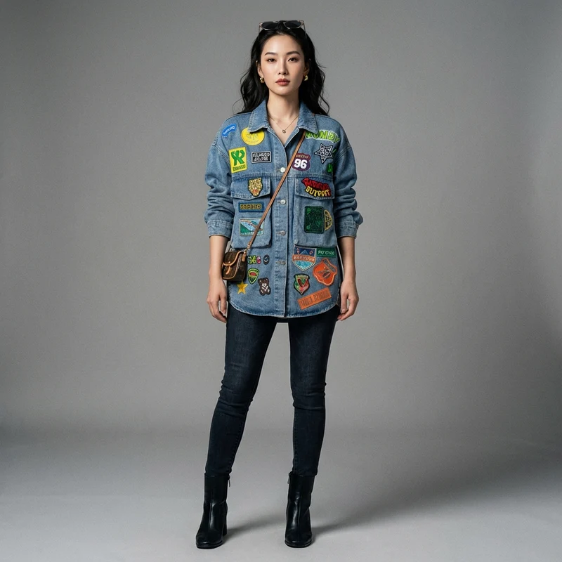 Veste Denim Irréulière Streetwear