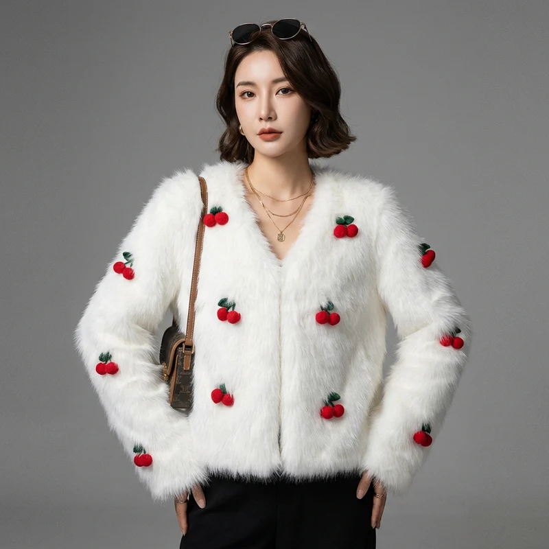 Veste Cerises 3D Blanche