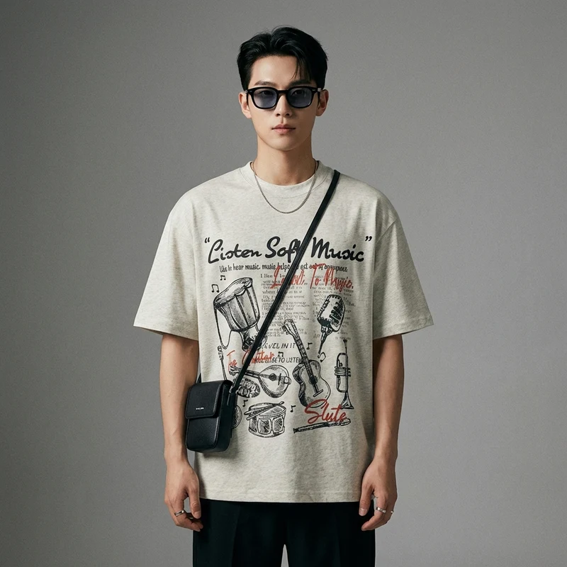 T-Shirt Oversize Imprimé Musique