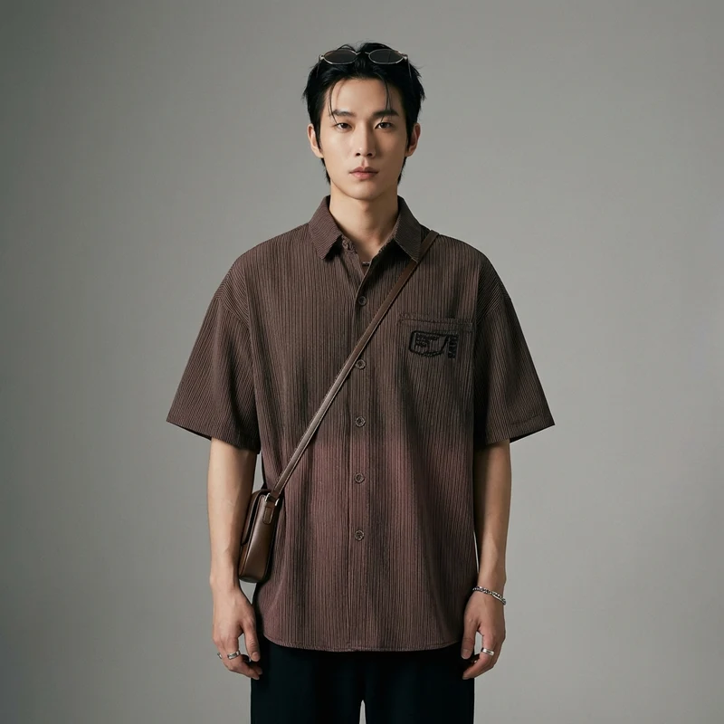 Chemise Rayée Broderie Rétro