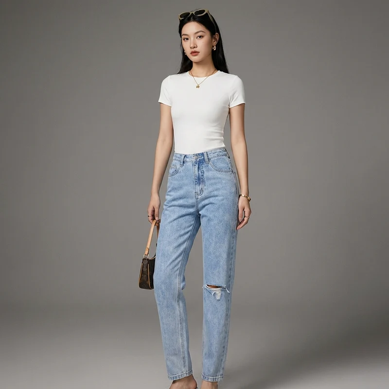 Jean Droit Taille Haute Déchiré