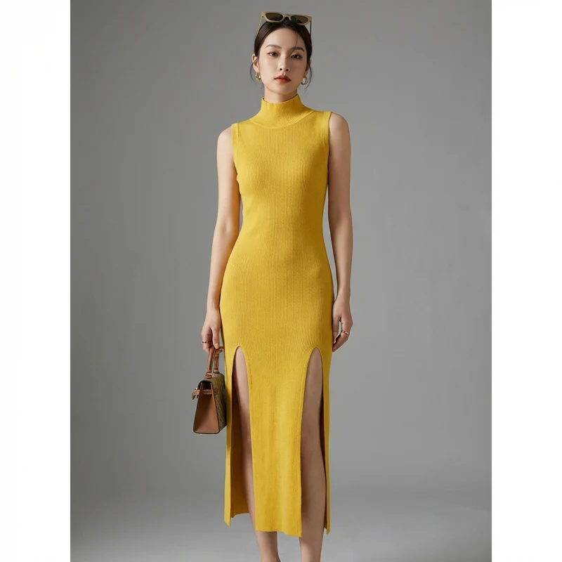 Robe Longue Plissée Sans Manches