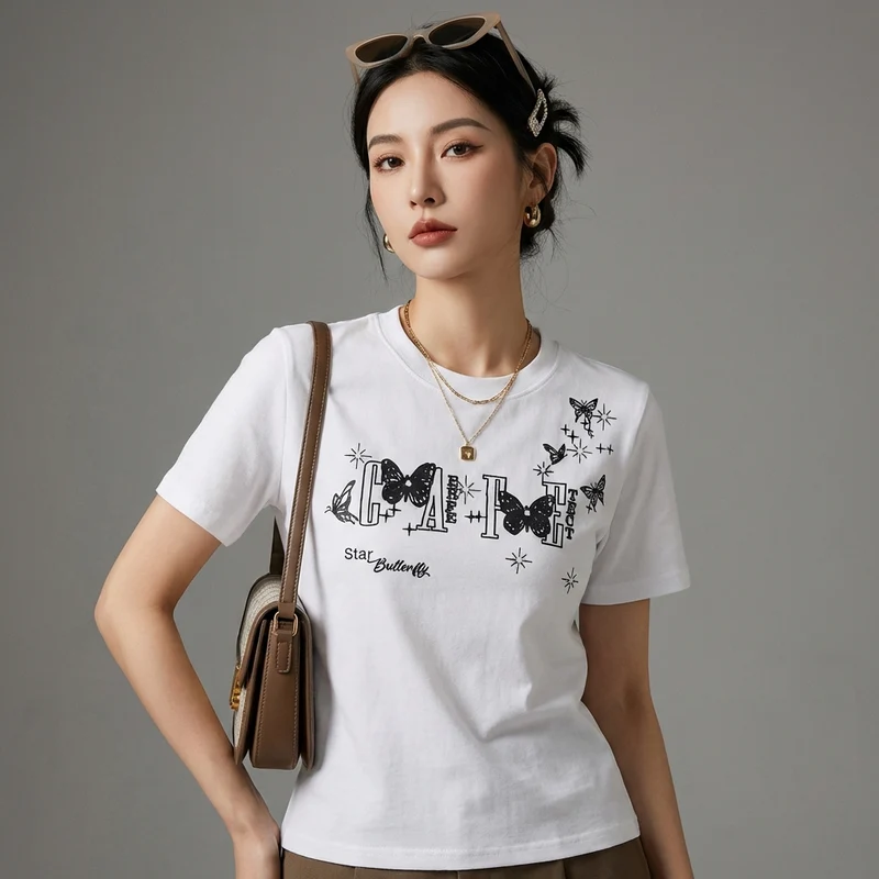 T-Shirt Slim Col Rond Lettres