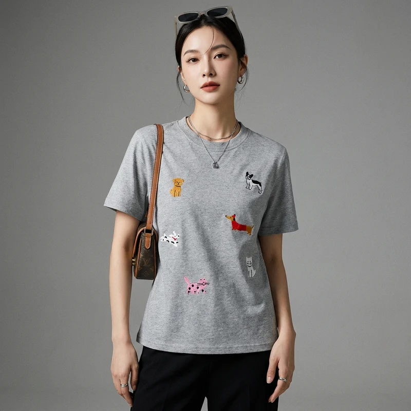 T-Shirt Brodé Col Rond