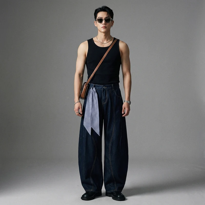Jean Tapered Délavé Ample