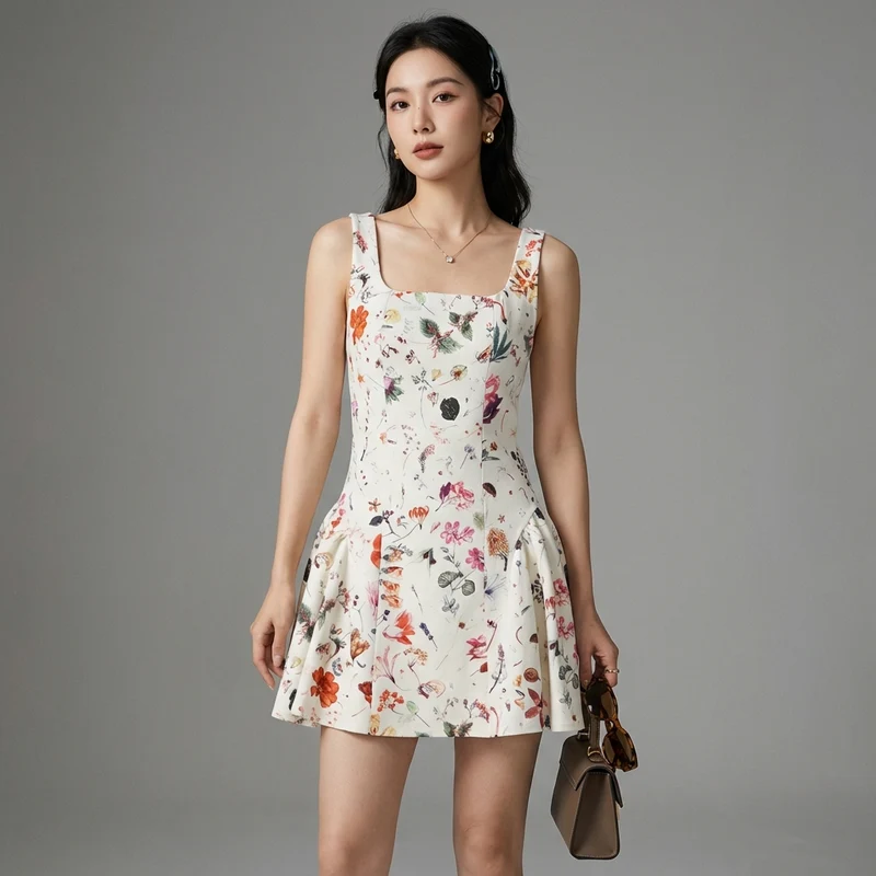 Robe Cintrée Sans Manches Imprimée