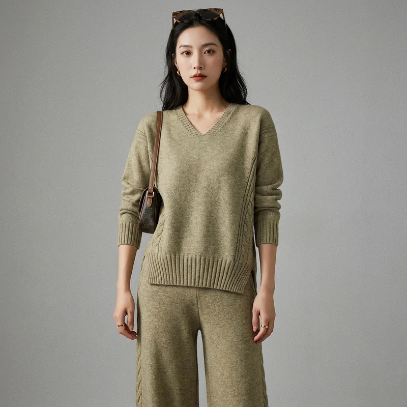 Ensemble Pull et Pantalon Large Tricoté