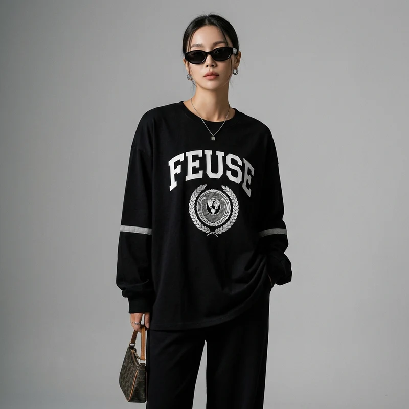 Sweatshirt Lettres Col Rond