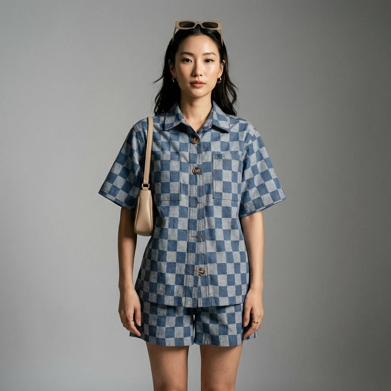Ensemble Chemise & Short à Carreaux