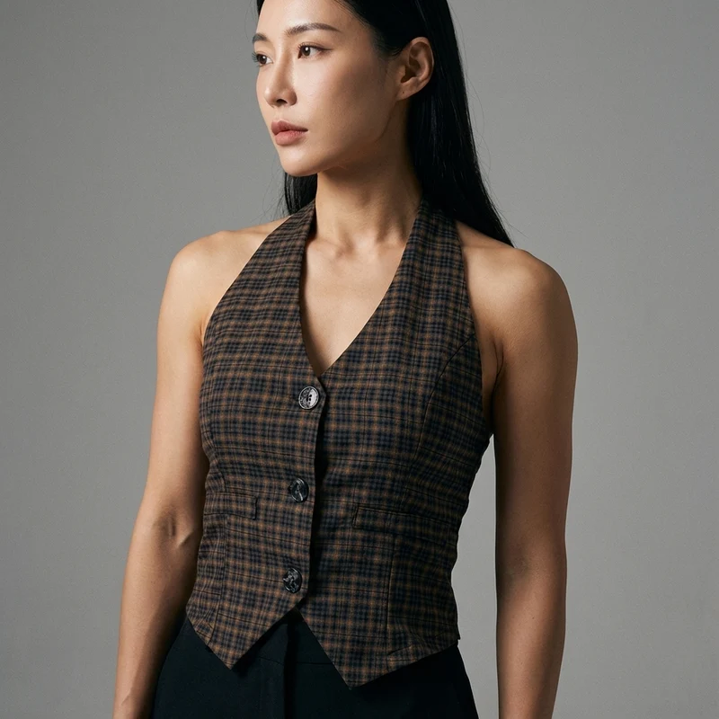 Cardigan Rétro à Carreaux