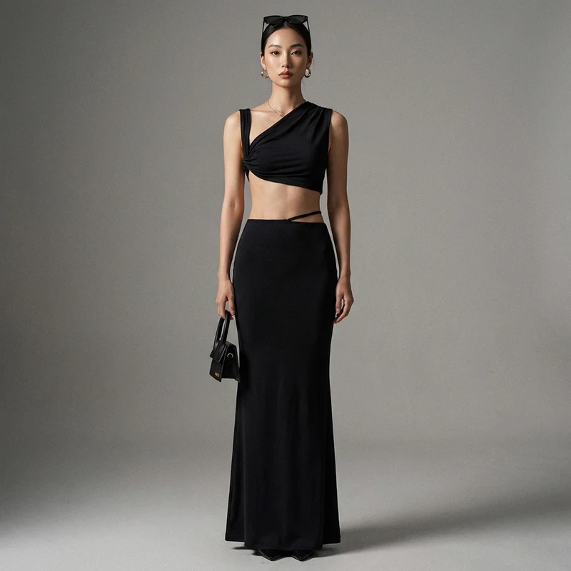 Ensemble Crop Top & Jupe Longue