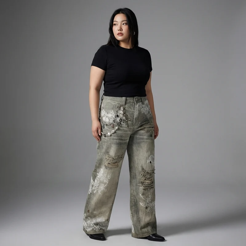 Jean Droit Imprimé Streetwear