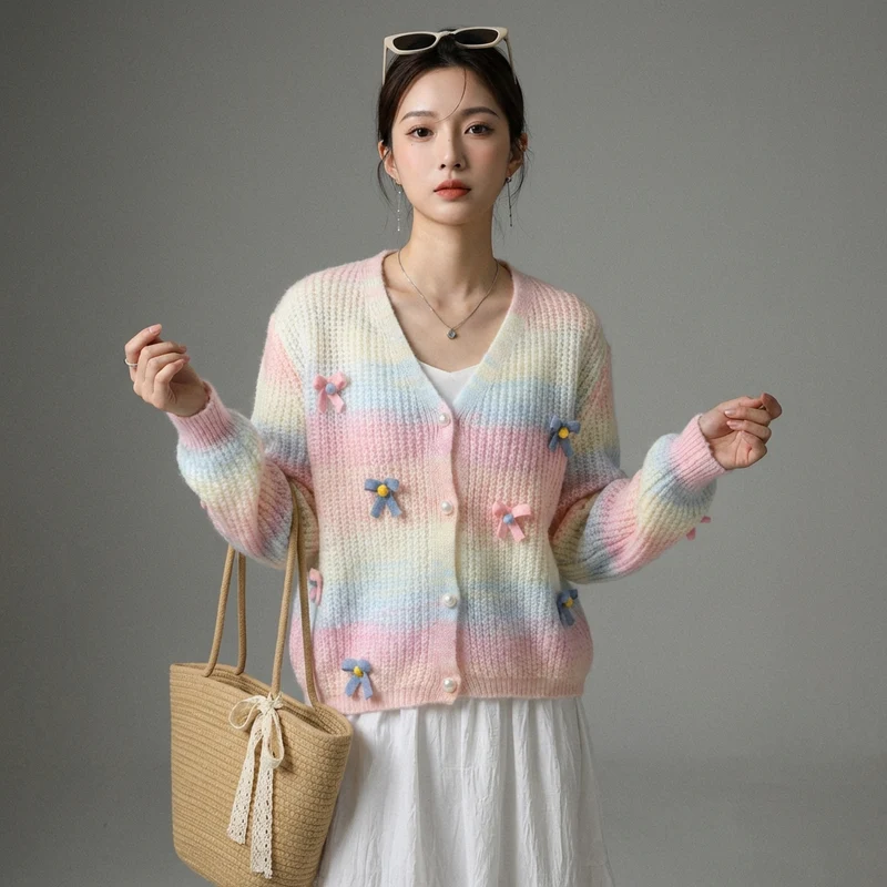 Cardigan Rayé Arc-en-ciel