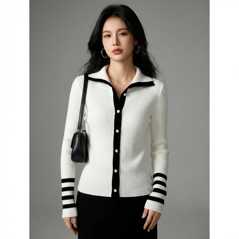 Cardigan Tricoté Bicolore